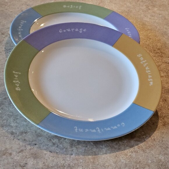 2 Mary Kay MK Dinner Plates Inspirational Words to Live by 10.5" sentiment promo - Picture 2 of 7